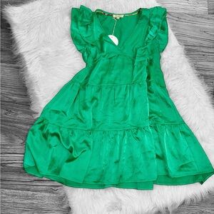Umgee Vibrant Green Ruffled Dress